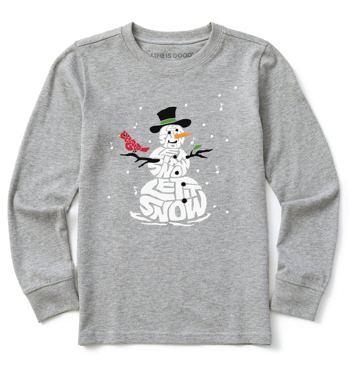Kids Wordy Let It Snowman Long Sleeve Crusher Tee