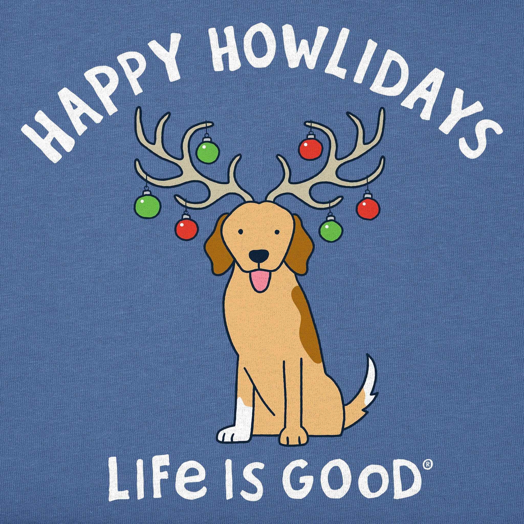 Kids Happy Howlidays Golden Dog Short Sleeve Crusher Tee