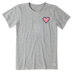Women's Heart Simple Short Sleeve Crusher Tee