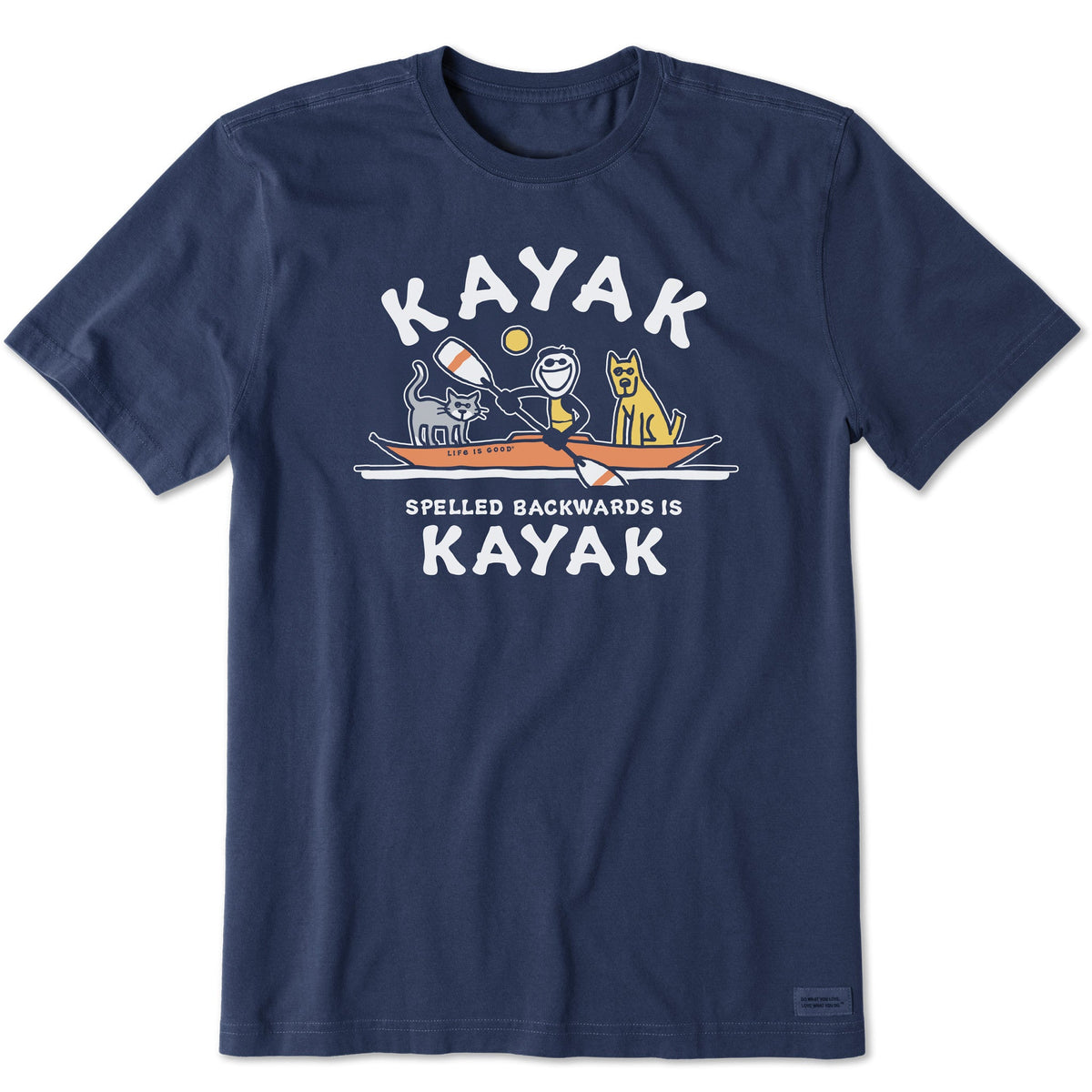 Men's Kayak Spelled Backwards Short Sleeve Crusher Tee