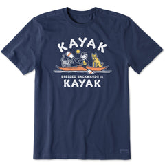 Men's Kayak Spelled Backwards Short Sleeve Crusher Tee