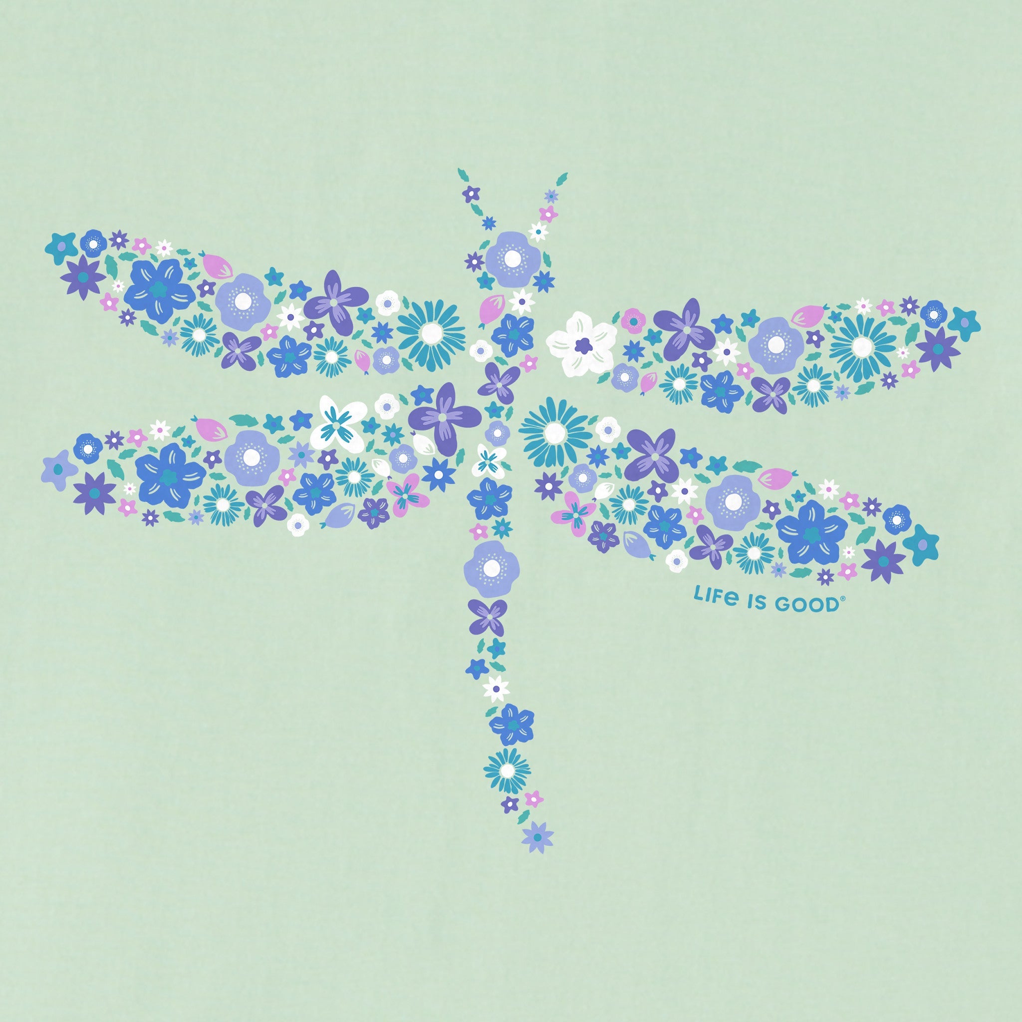 Women's Dragonfly Flowers Short Sleeve Vee