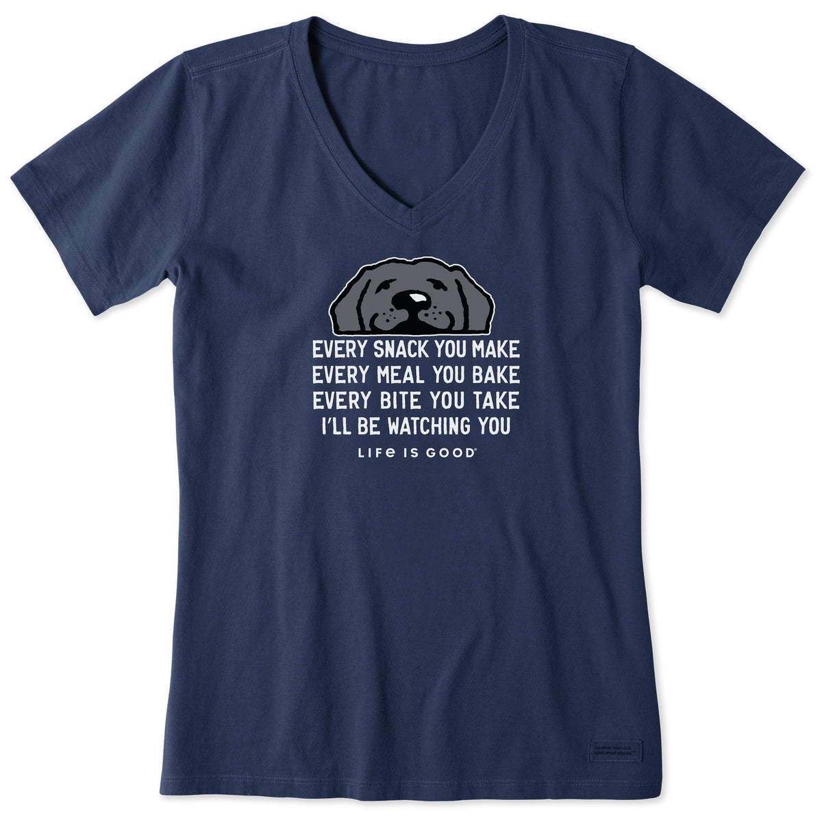 Women's I'll Be Watching You Black Lab Short Sleeve Crusher Vee
