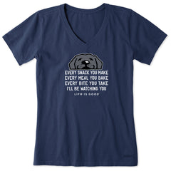 Women's I'll Be Watching You Black Lab Short Sleeve Crusher Vee