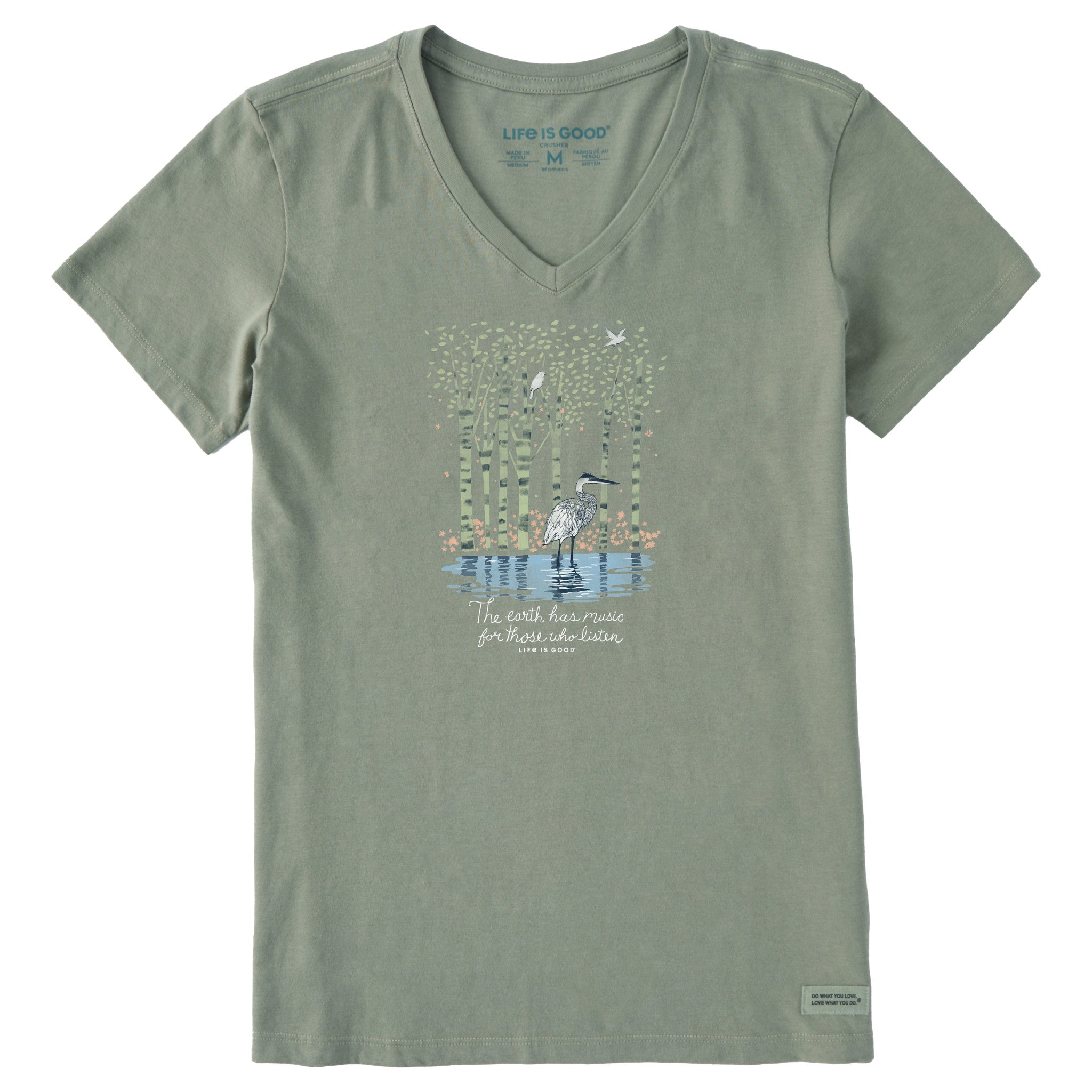 Women's Earth Has Music Heron Short Sleeve Crusher Vee
