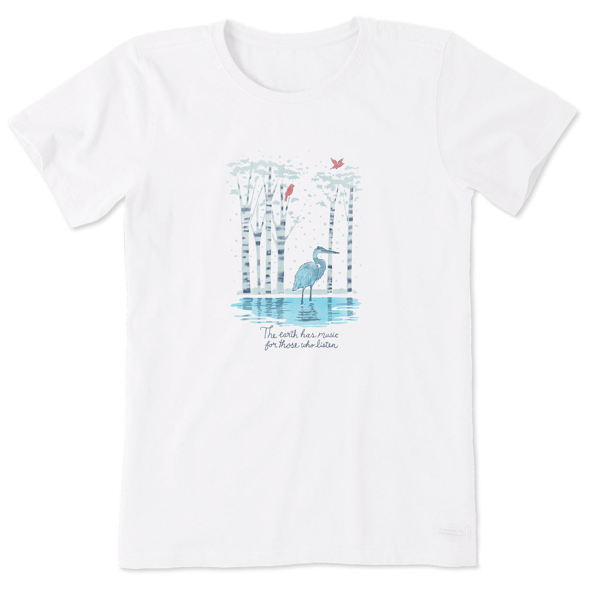 Women's Heron in Snowy Woods Short Sleeve Crusher Tee