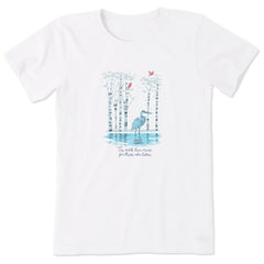 Women's Heron in Snowy Woods Short Sleeve Crusher Tee