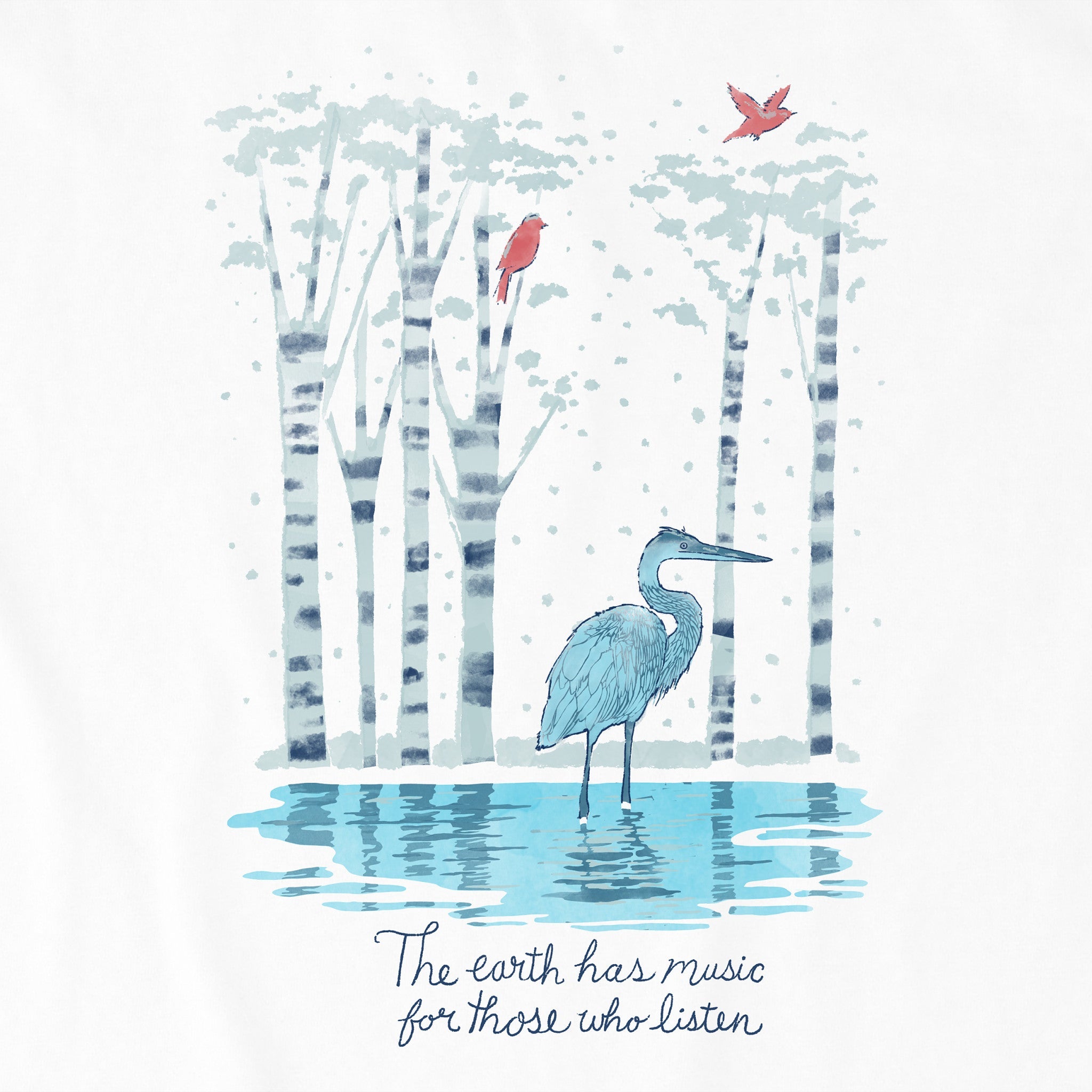 Women's Heron in Snowy Woods Short Sleeve Crusher Tee