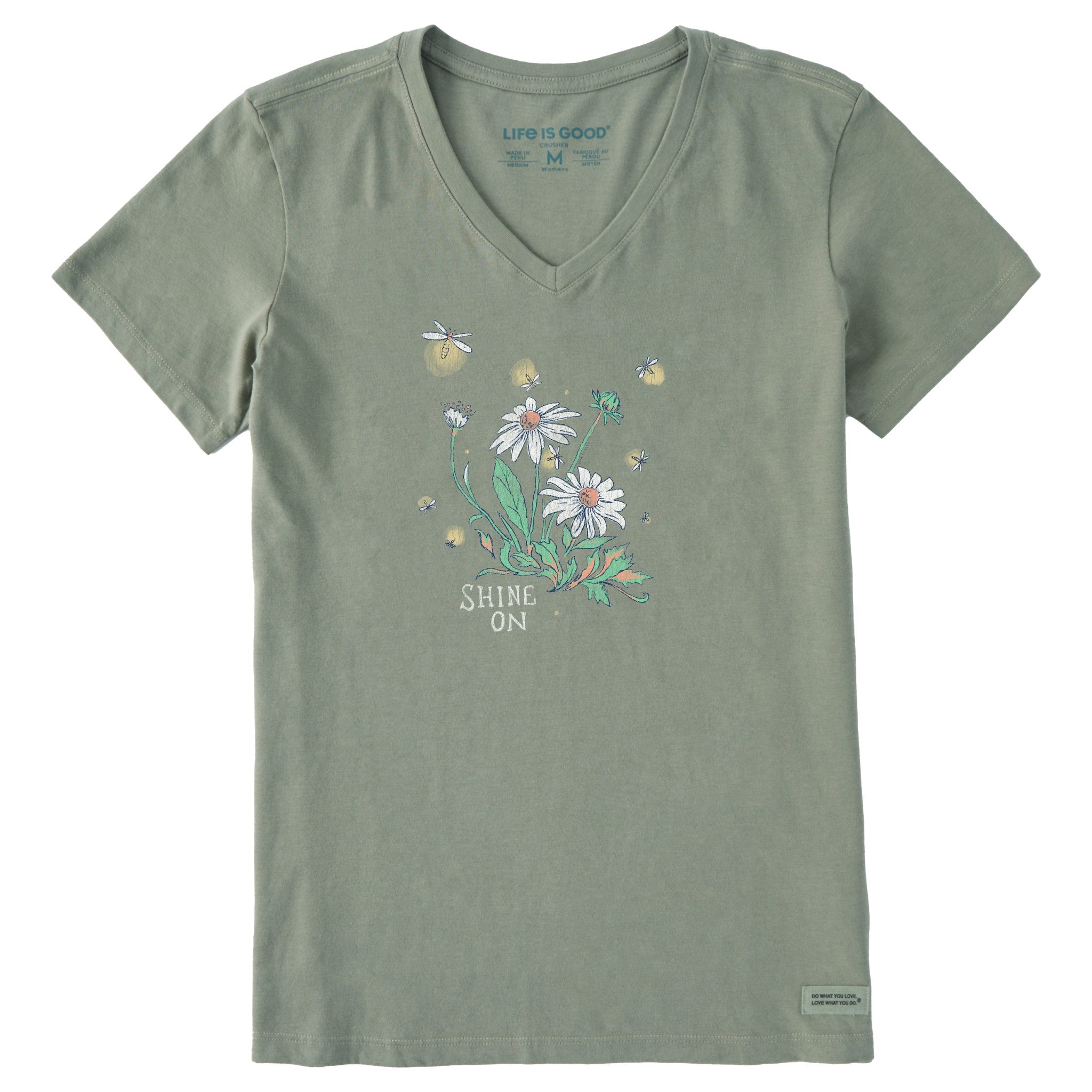 Women's Dreamy Shine On Daisies Short Sleeve Crusher Vee