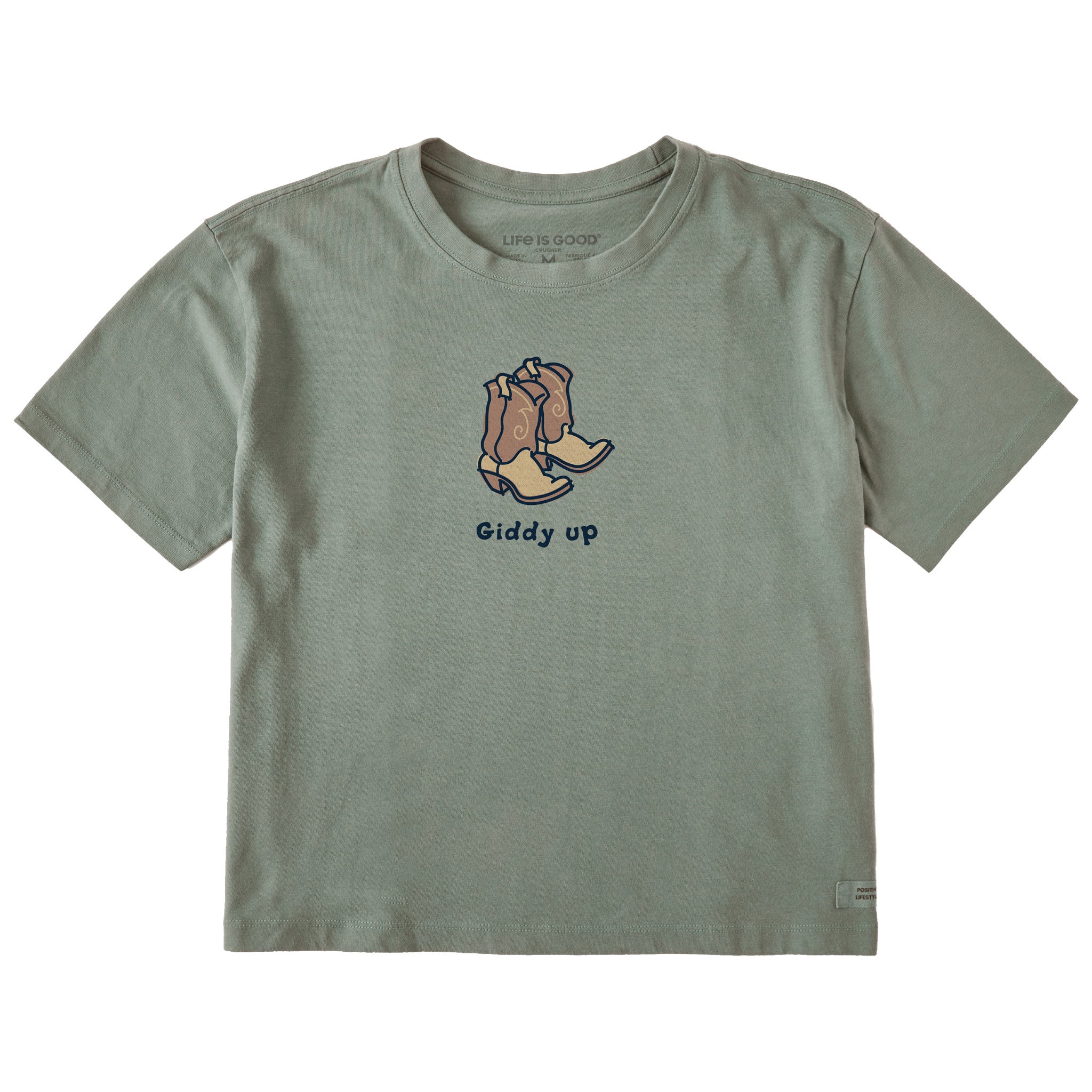 Women's Giddy Up Cowboy Boots Short Sleeve Crusher Boxy Tee