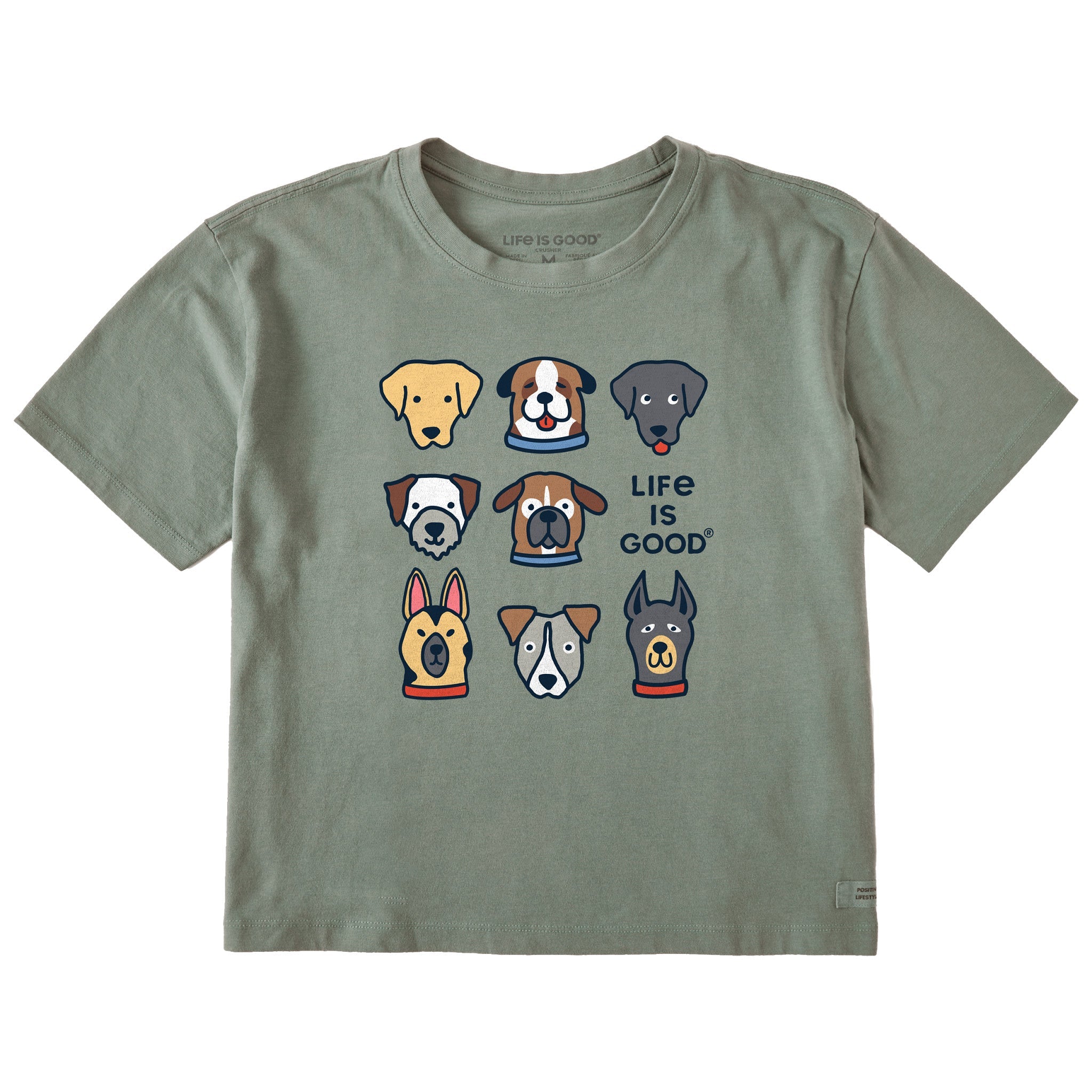 Women's Cute Dogs Short Sleeve Crusher Boxy Tee