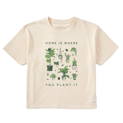 Women's Home is Where You Plant It Hobby Short Sleeve Crusher Boxy Tee