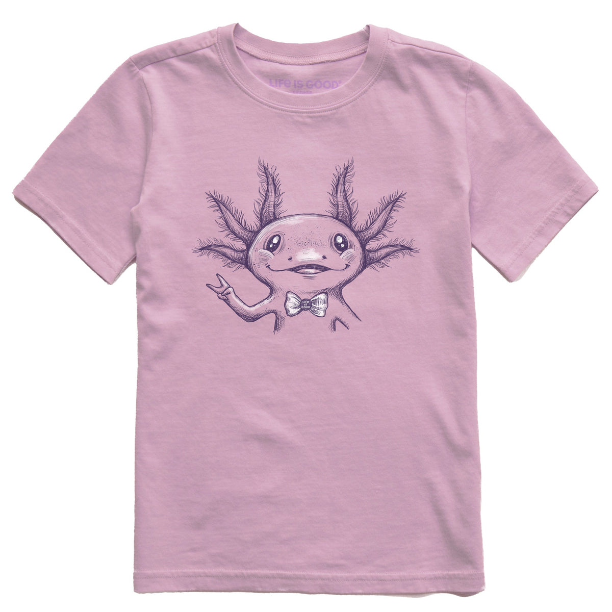 Kids Peaceful Axoltl Short Sleeve Crusher Tee