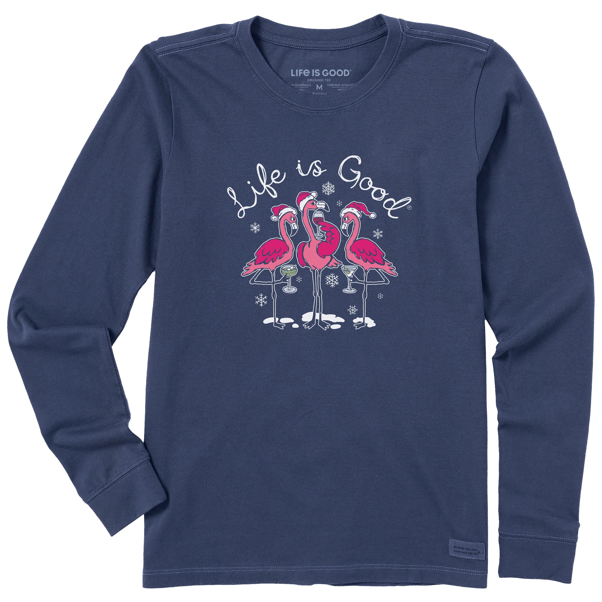 Women's Flamingo Holiday Cocktails Long Sleeve Crusher Tee