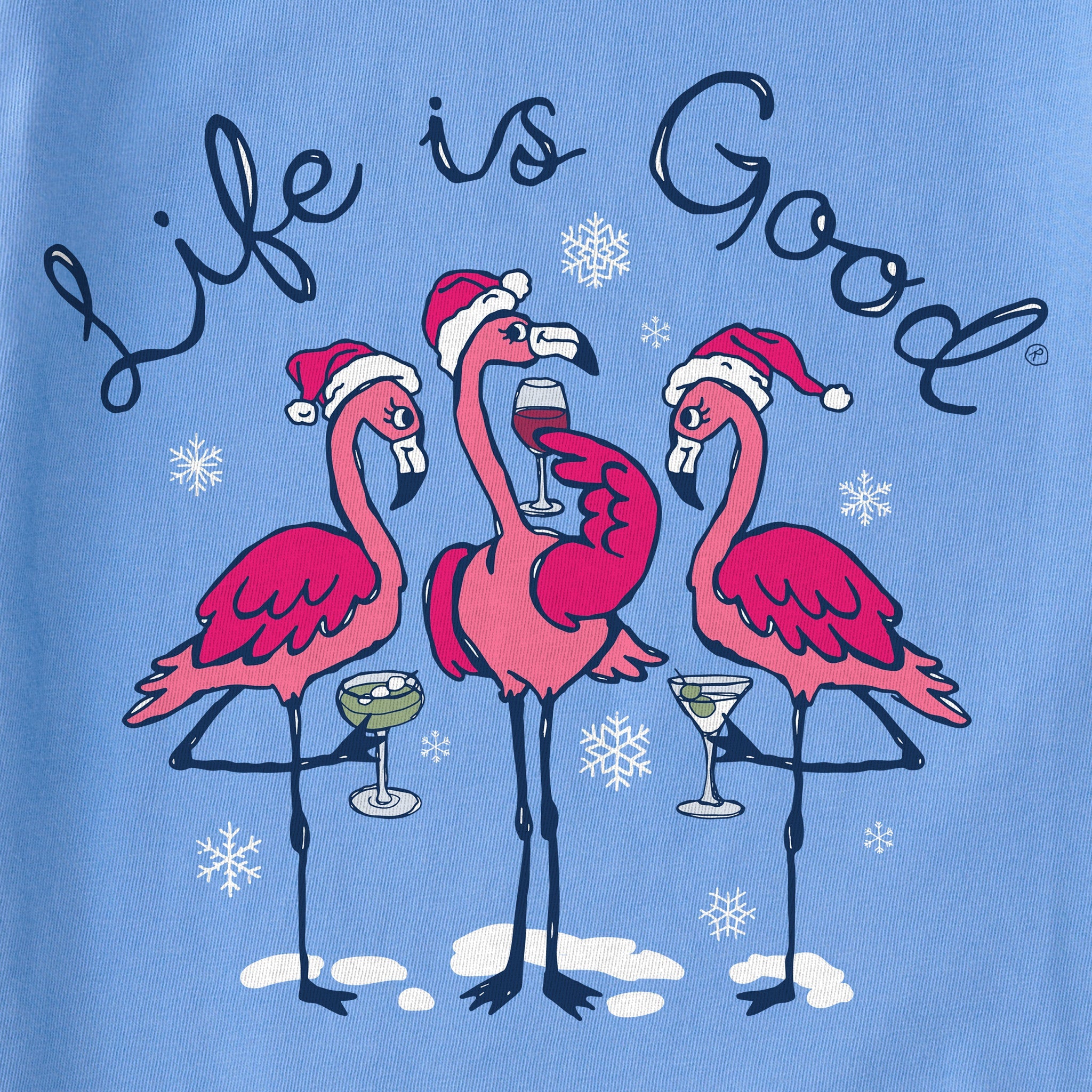 Women's Flamingo Holiday Cocktails Long Sleeve Crusher Tee