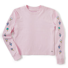 Women's Ice Cream Party Long Sleeve Crusher Boxy Tee