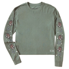 Women's Giddy Up Boots Long Sleeve Crusher Boxy Tee