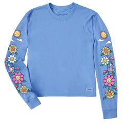 Women's Flowers and Shrooms Long Sleeve Crusher Boxy Tee