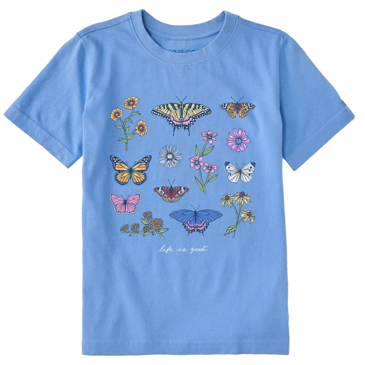 Kids Butterflies and Wildflowers Short Sleeve Crusher Tee