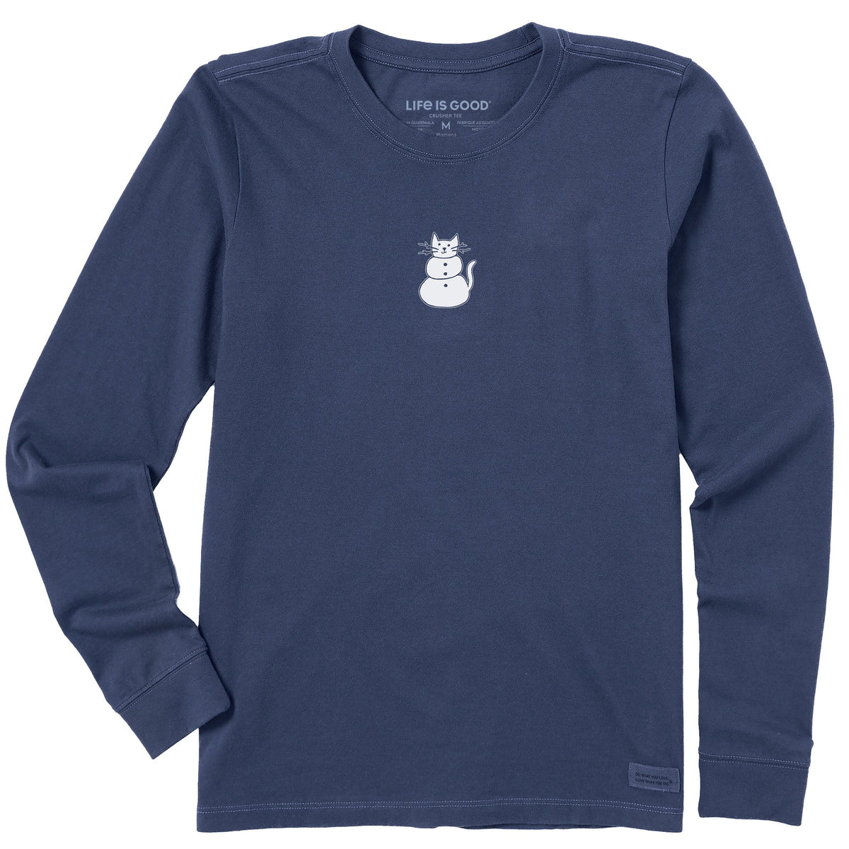 Women's Cat Snowman Long Sleeve Crusher Tee