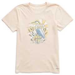 Women's Heron in Cattails Short Sleeve Crusher Tee