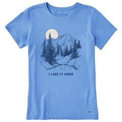 Women's I Like it Here Take it Outside Mountains Short Sleeve Crusher Tee