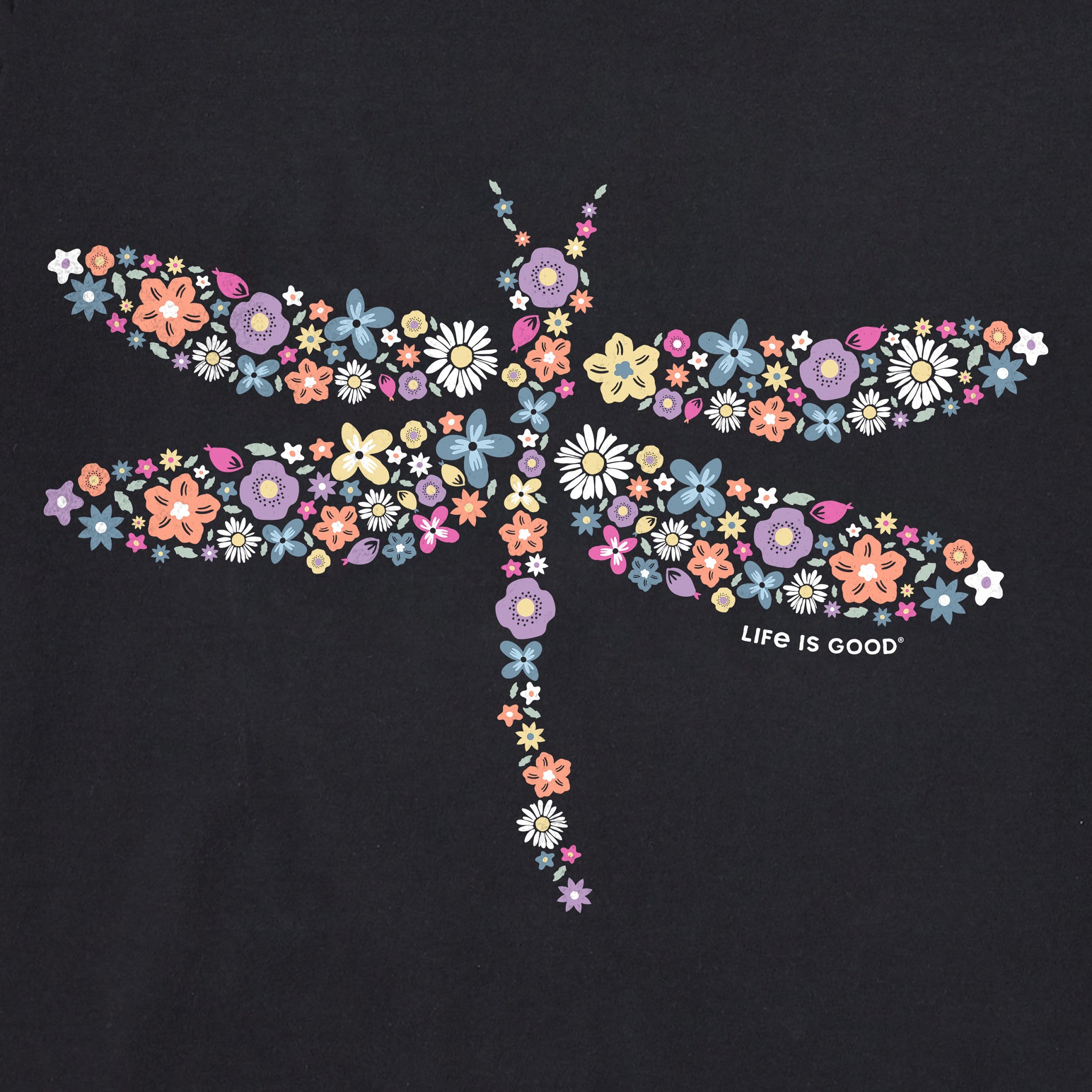 Women's Dragonfly Flowers Short Sleeve Vee