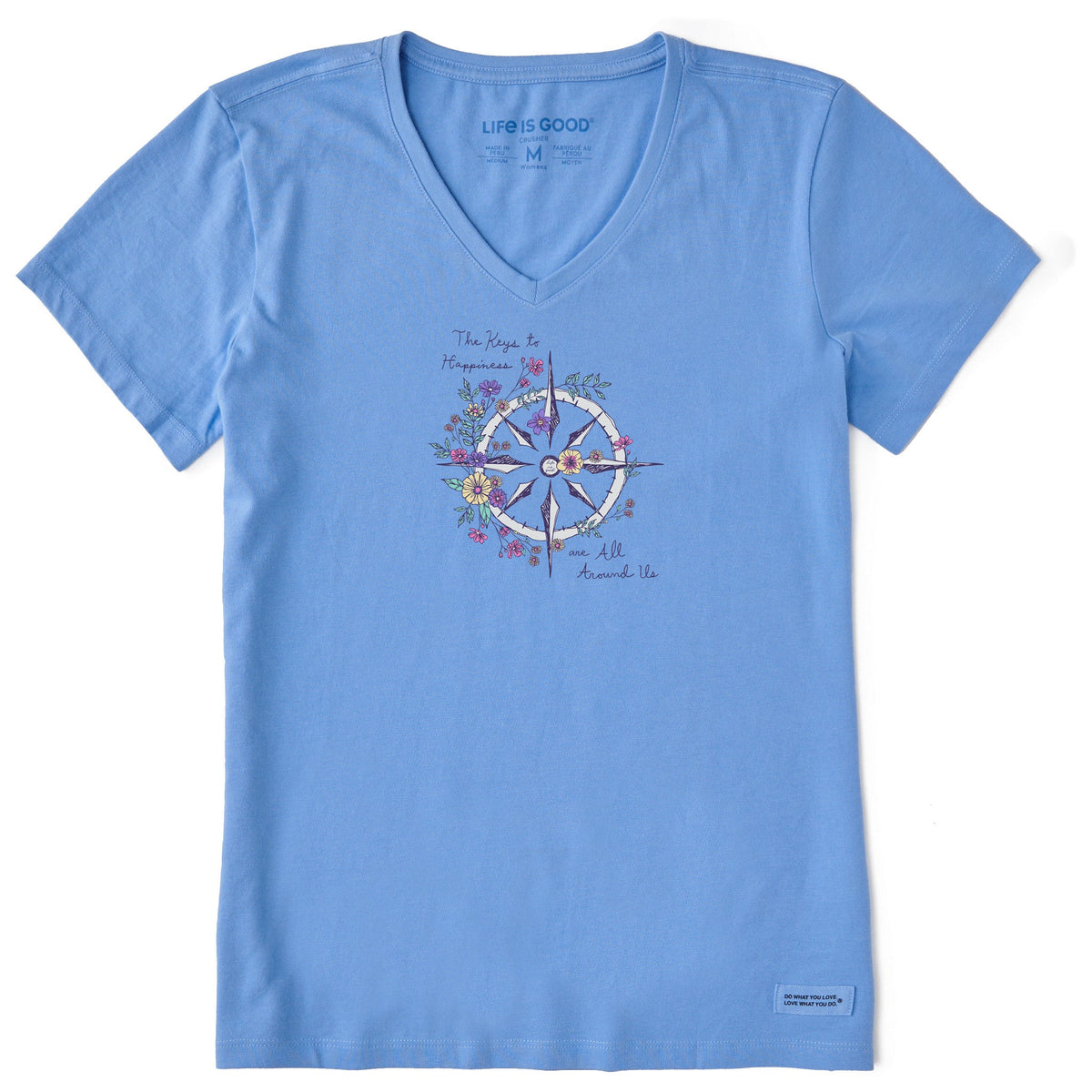 Women's Happiness Wildflower Compass Short Sleeve Crusher Vee