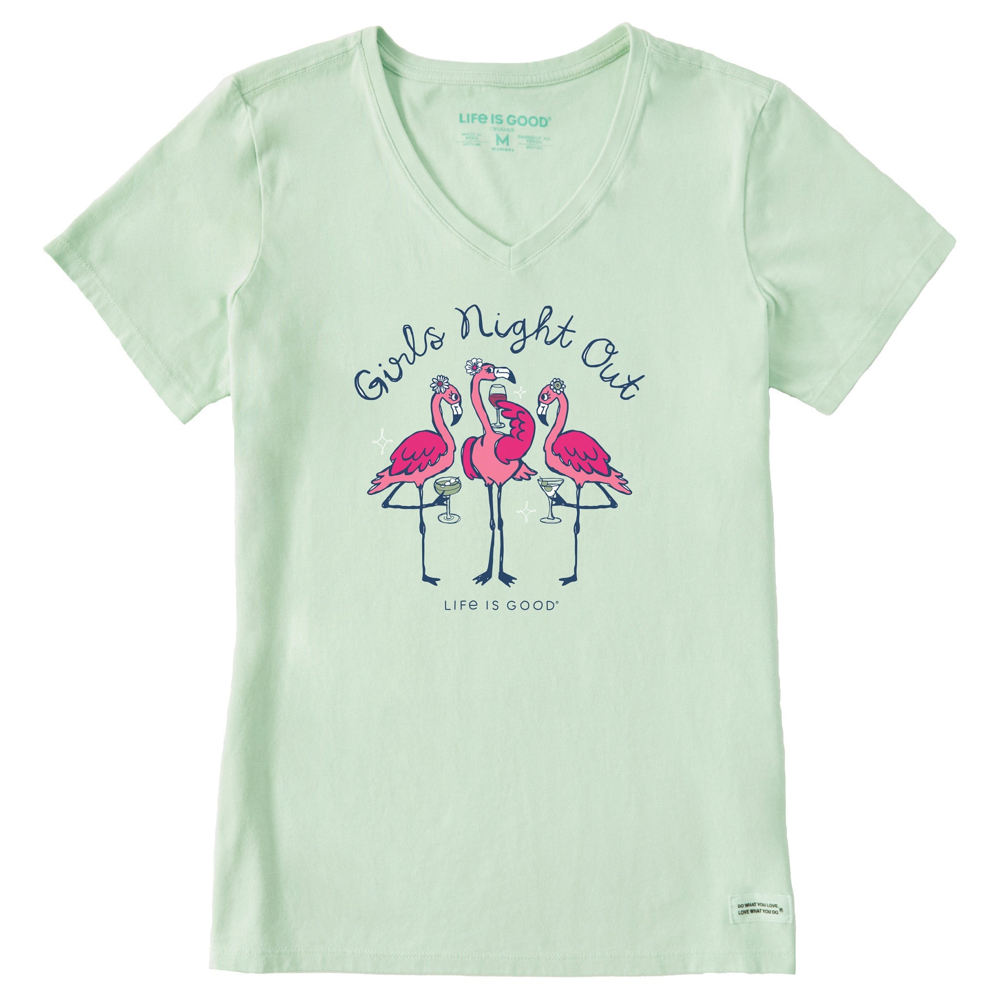 Women's Girls Night Out Flamingo Short Sleeve Crusher Vee