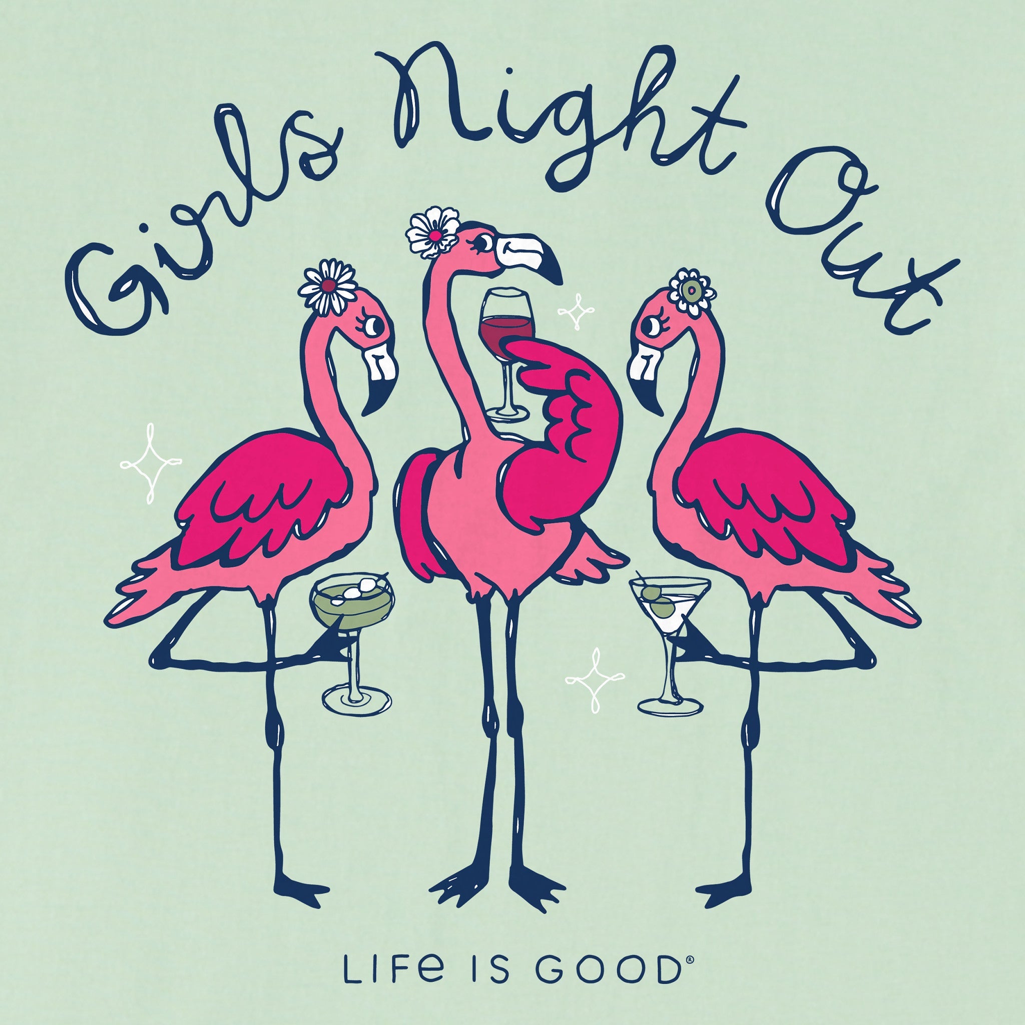 Women's Girls Night Out Flamingo Short Sleeve Crusher Vee