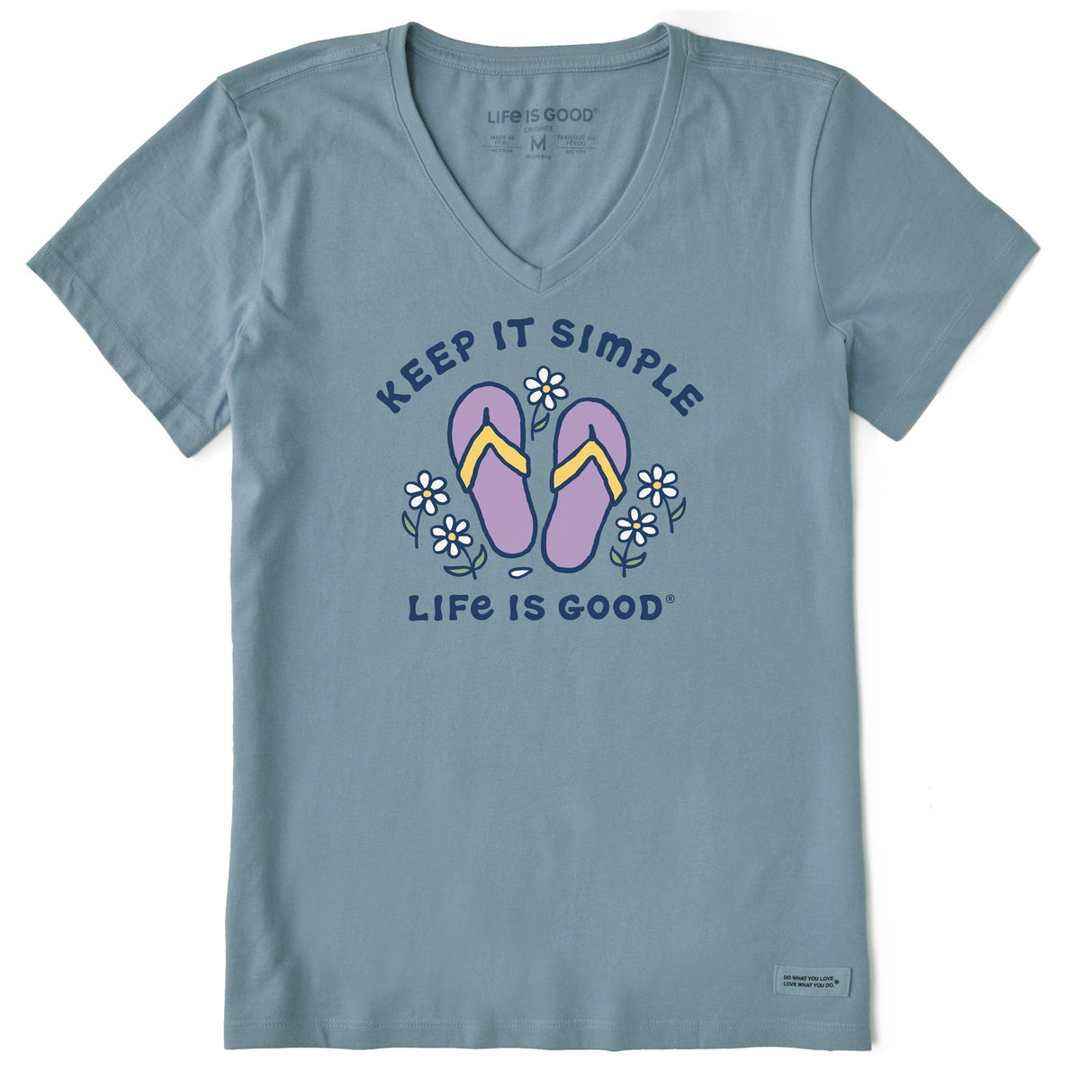 Women's Keep it Simple Flip Flops and Daisies Short Sleeve Vee