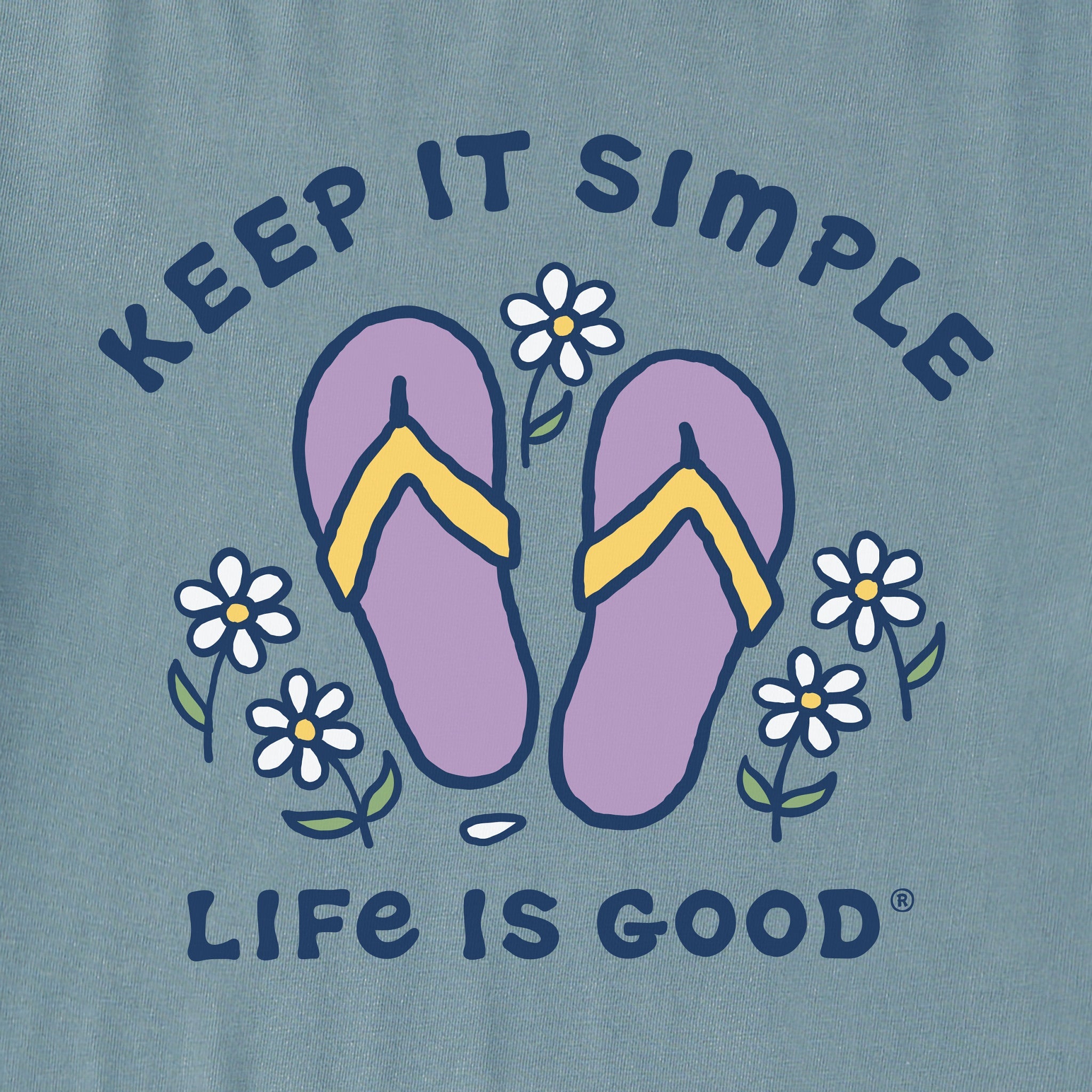 Women's Keep it Simple Flip Flops and Daisies Short Sleeve Vee