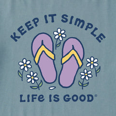 Women's Keep it Simple Flip Flops and Daisies Short Sleeve Vee