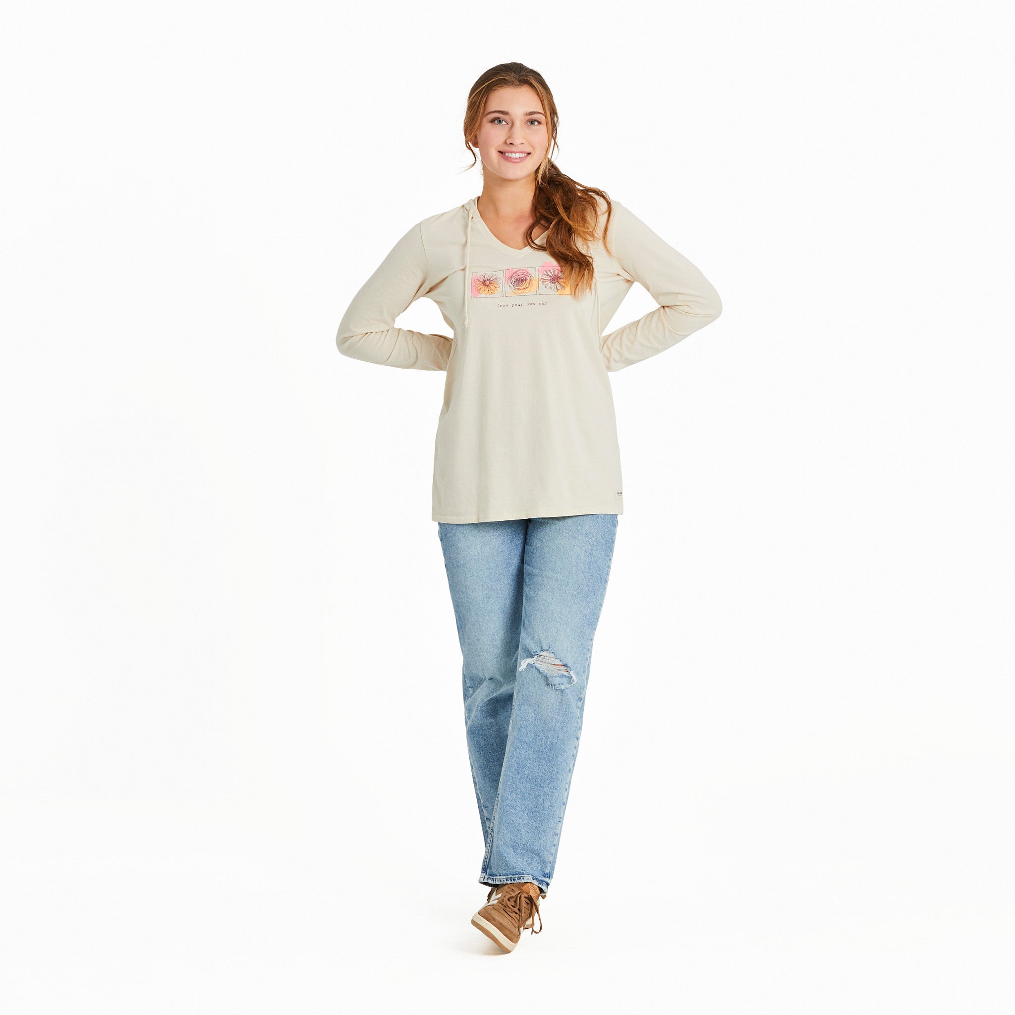 Women's Grow Your Own Way Flowers Long Sleeve Crusher-LITE Hooded Tee