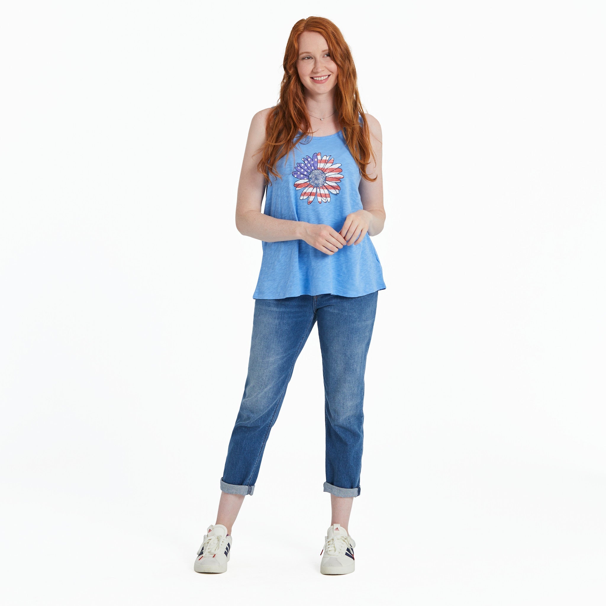 Women's America The Beautiful Daisy Textured Slub Tank
