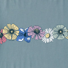 Women's Detailed Row of Wildflowers Short Sleeve Crusher Boxy Tee