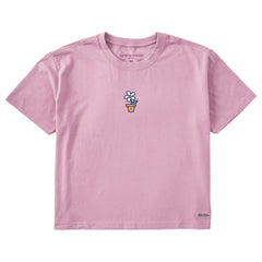 Women's Flower Pot Short Sleeve Crusher Boxy Tee