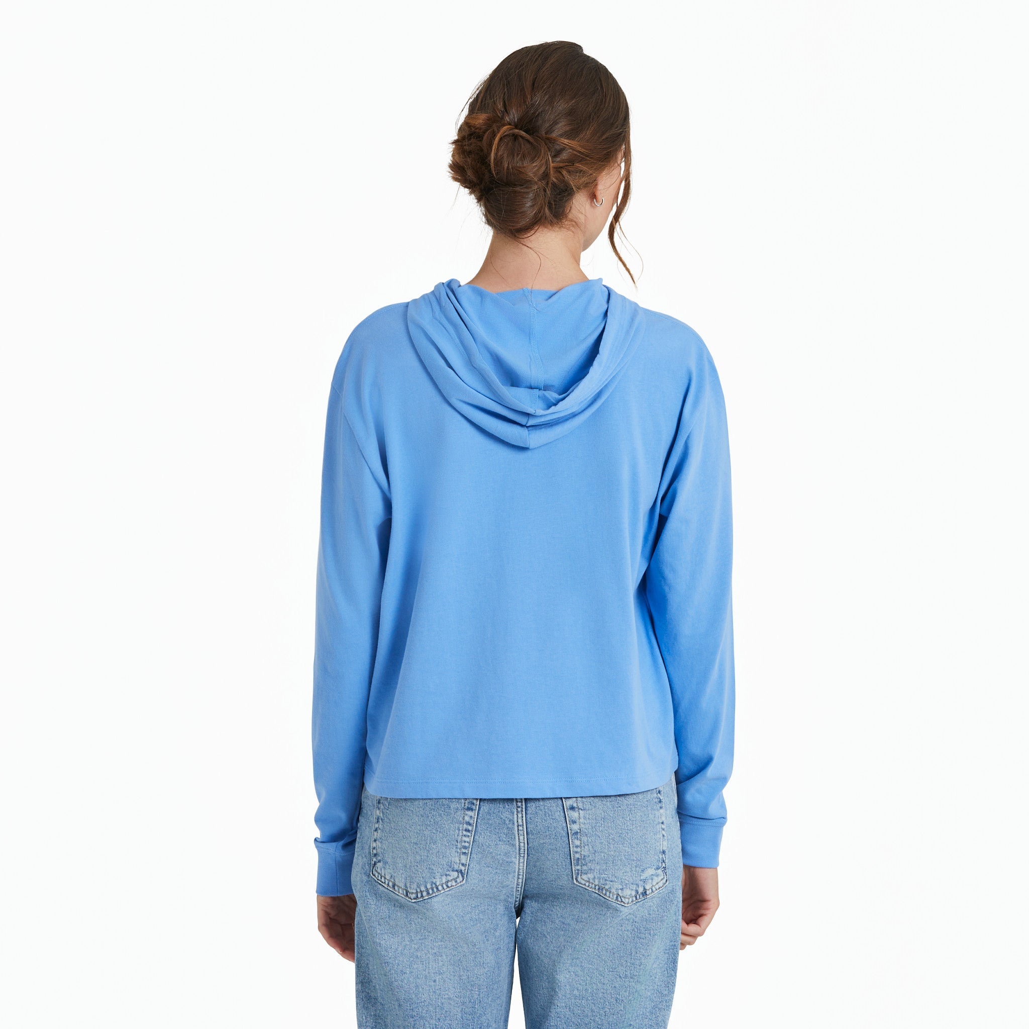 Women's Hibiscus Line Drawing Crusher Boxy Hoodie