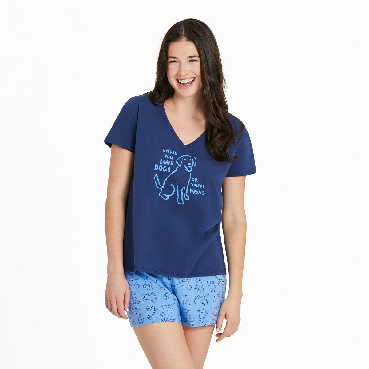 Women's Dog Love Snuggle Up Relaxed Sleep Vee