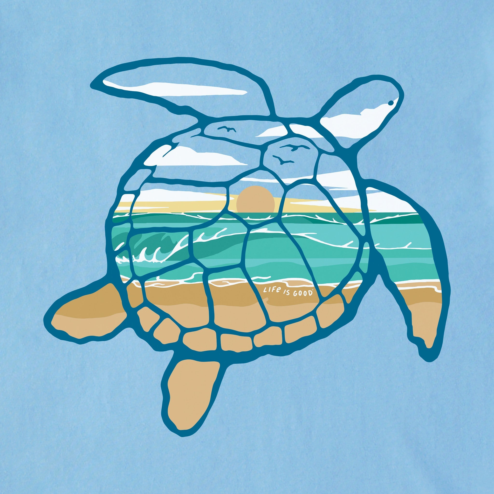Men's Macro Micro Sea Turtle Oceanscape Short Sleeve Crusher Tee
