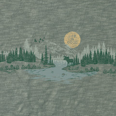 Men's Rural Linework Landscape Slub Slim Fit Tee