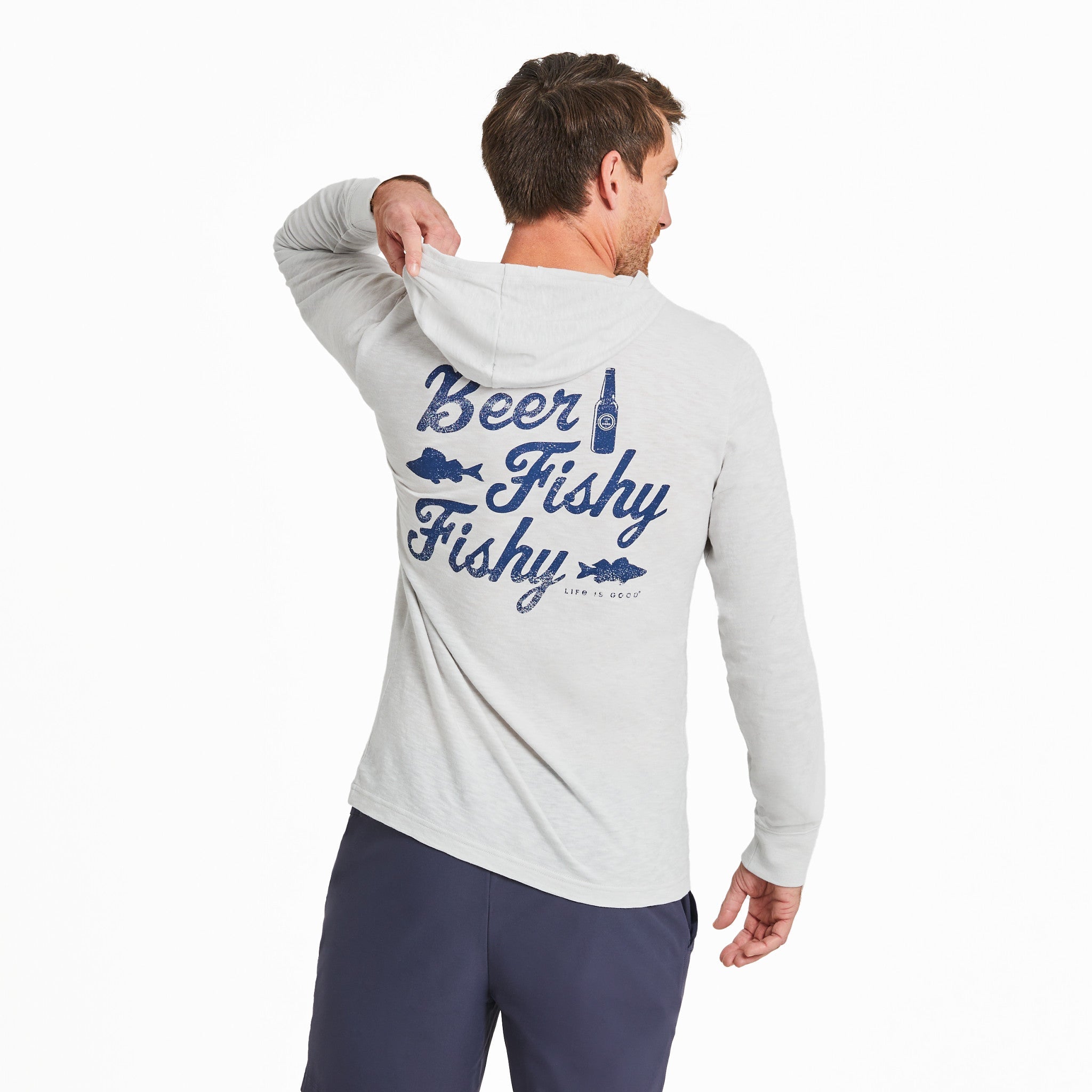 Men's Beer Fishy Fishy Textured Slub Hoodie