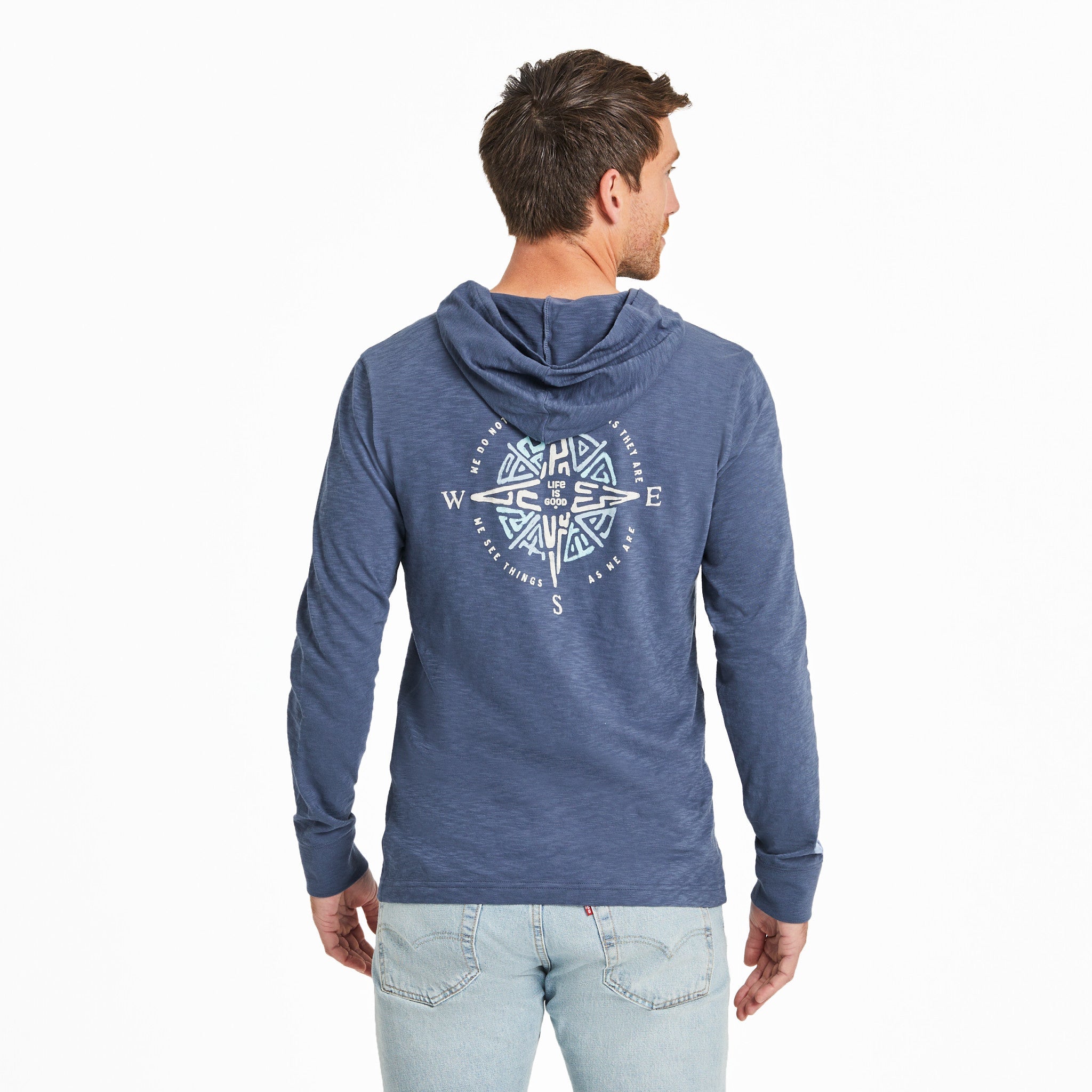 Men's Tribal Compass Textured Slub Hoodie