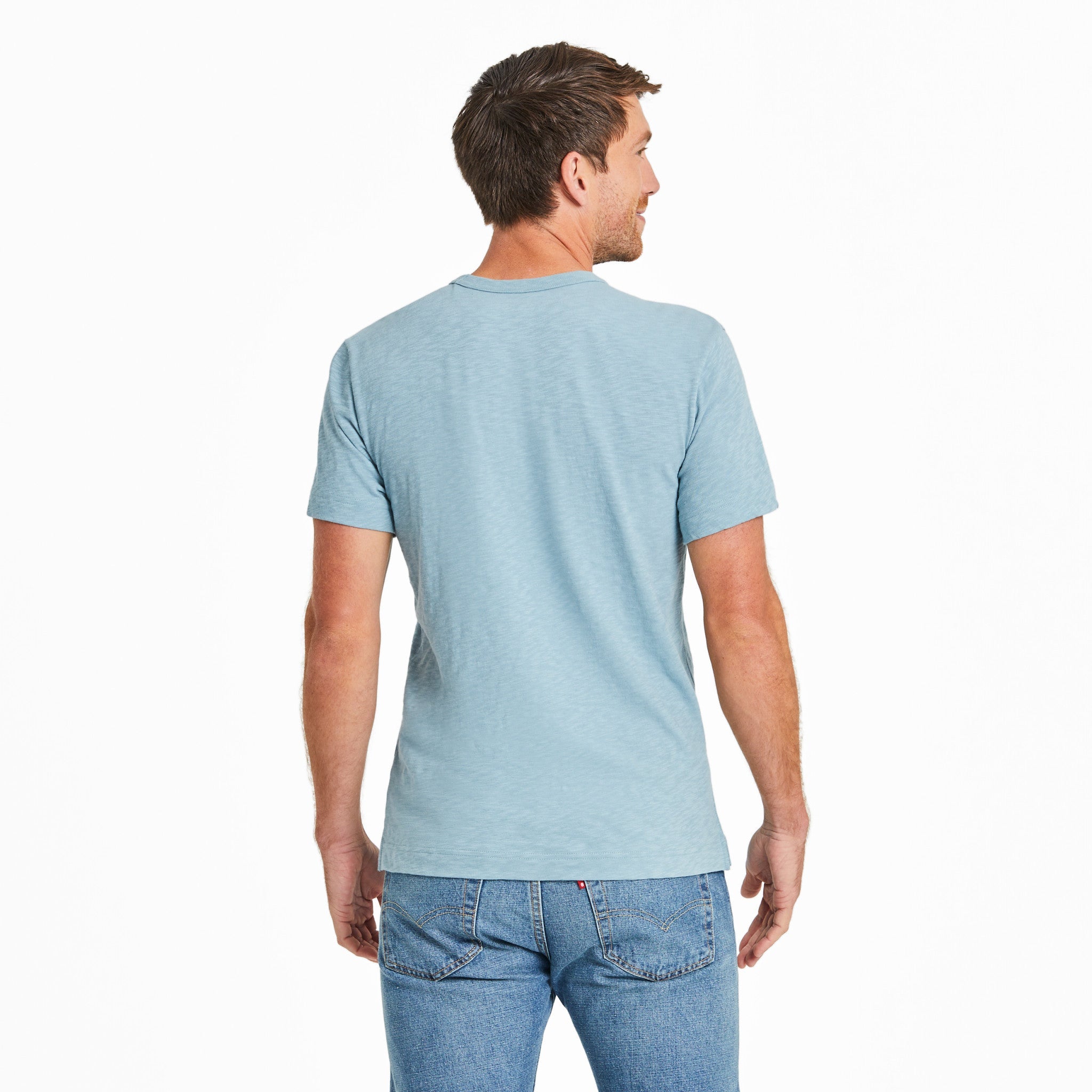 Men's Solid Slub Slim Fit Pocket Tee