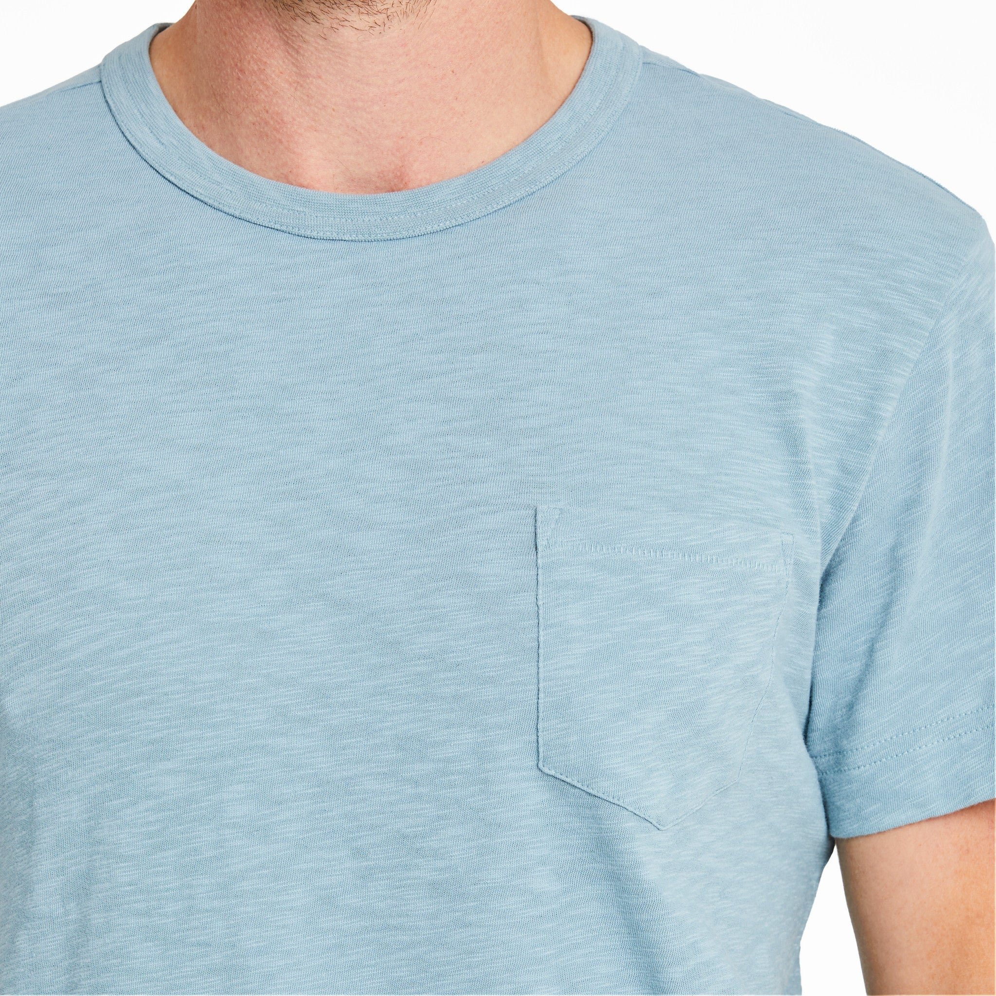 Men's Solid Slub Slim Fit Pocket Tee