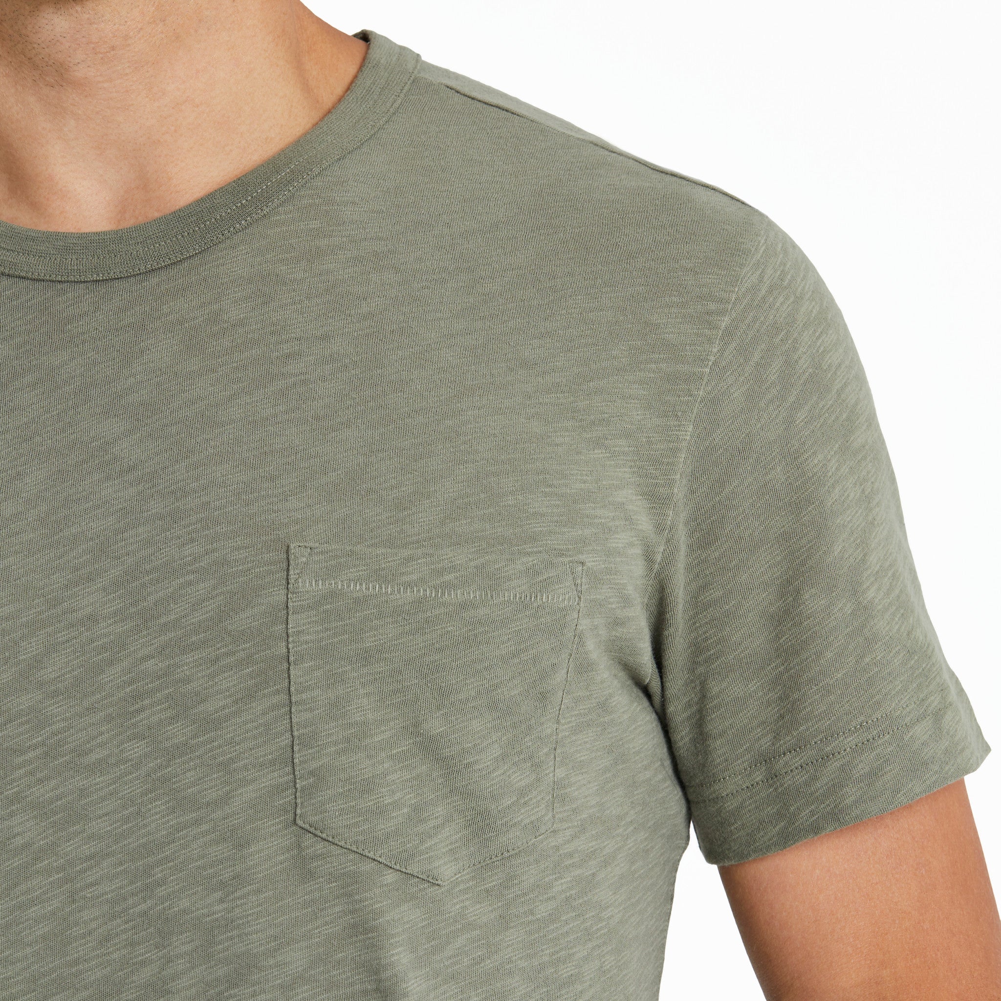 Men's Solid Slub Slim Fit Pocket Tee