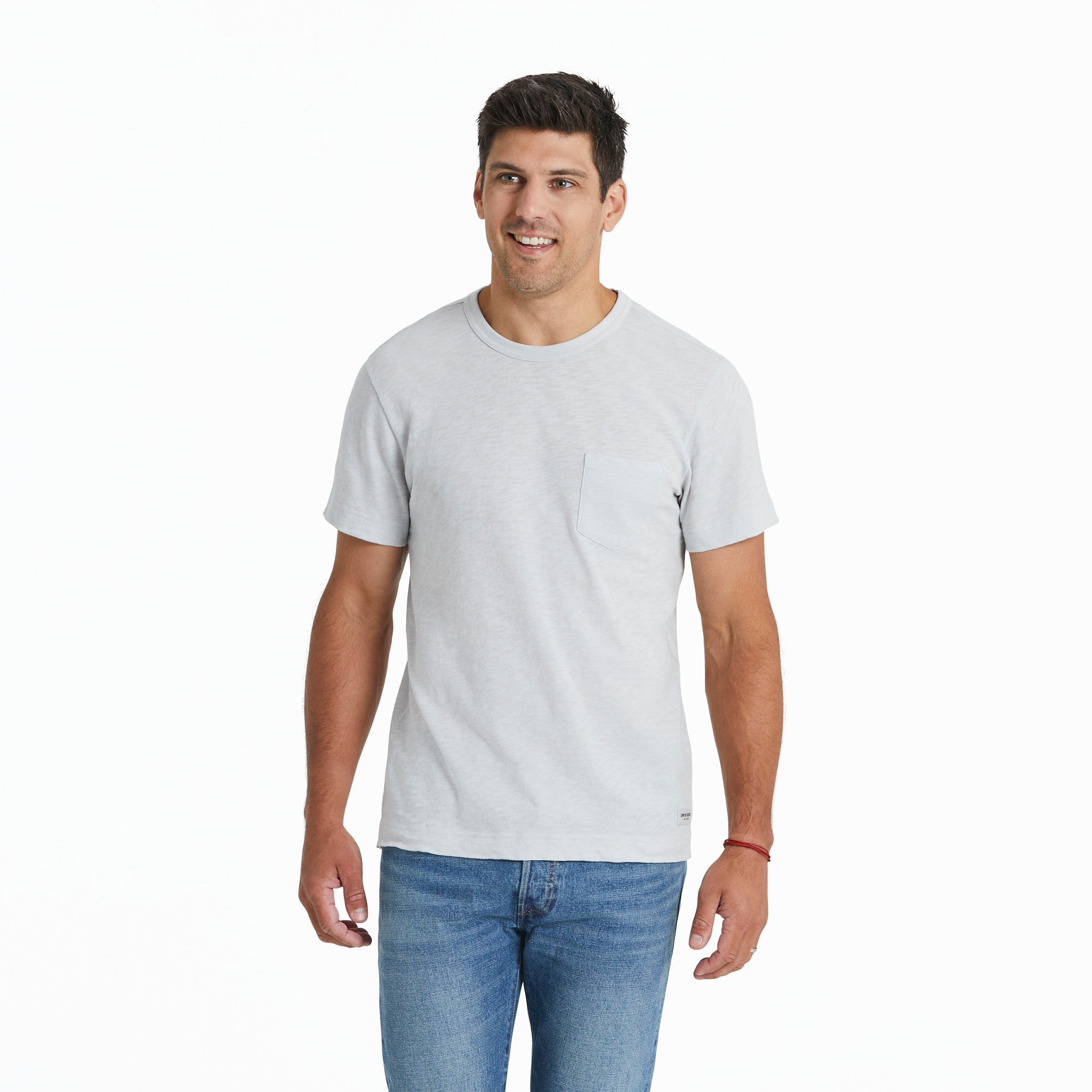 Men's Solid Slub Slim Fit Pocket Tee
