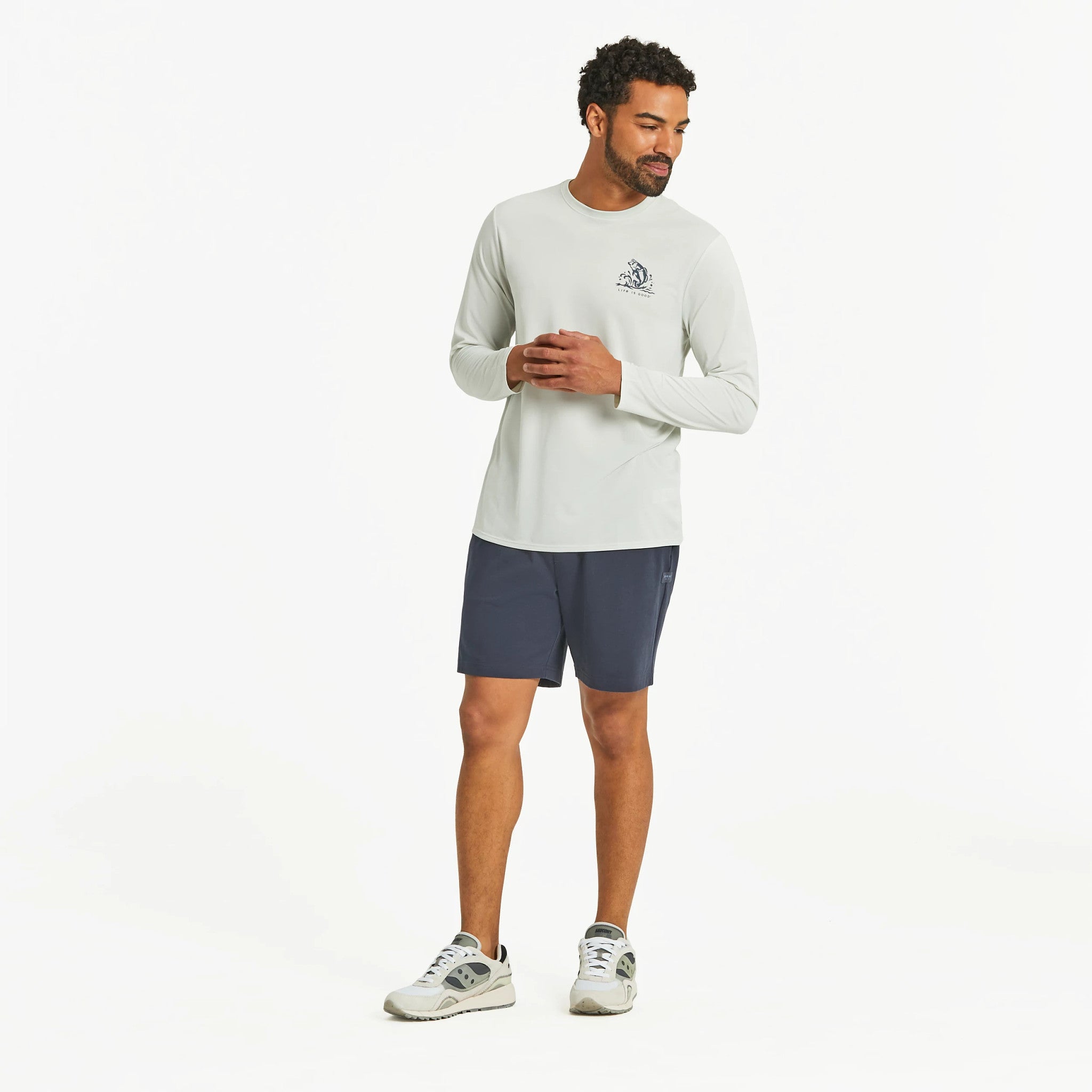 Men's Simple Fish Long Sleeve Sun Crusher Tee