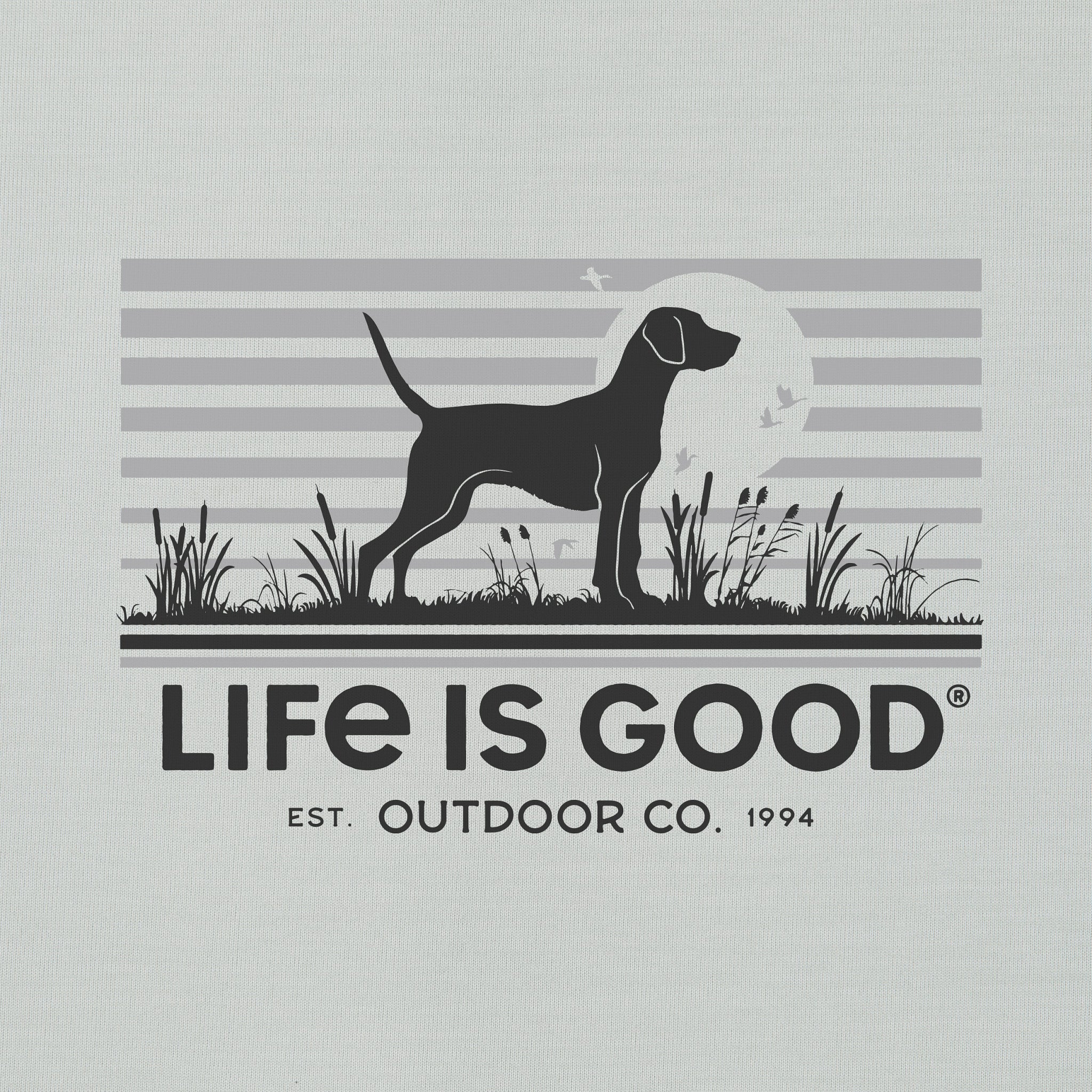 Men's Life is Good Outdoor Co. Dog Scene Long Sleeve Sun Crusher Hoodie