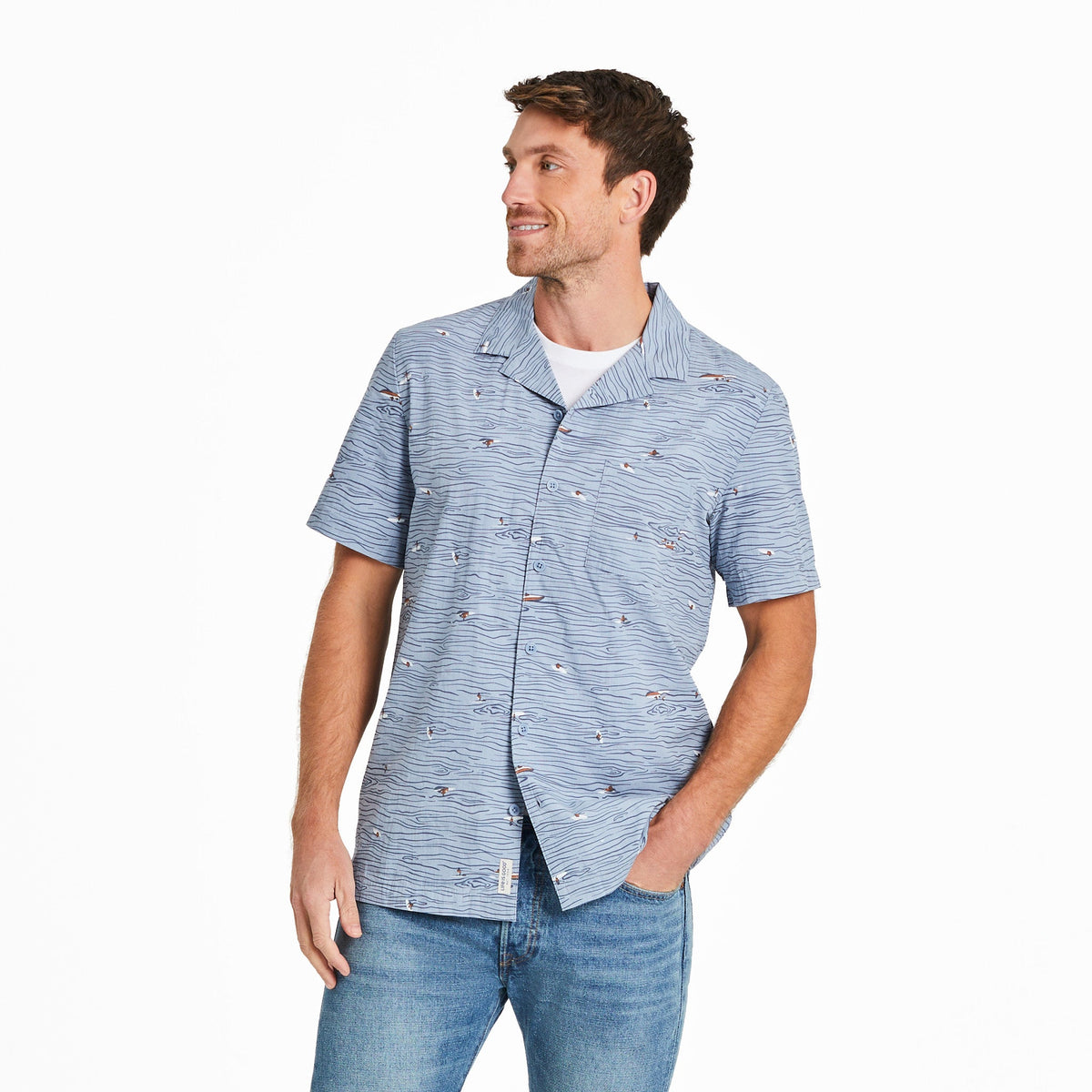 Men's Water Sports Pattern Camp Shirt